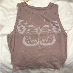 Hollister size small Butterfly Print Sleeveless crop Top - Mauve